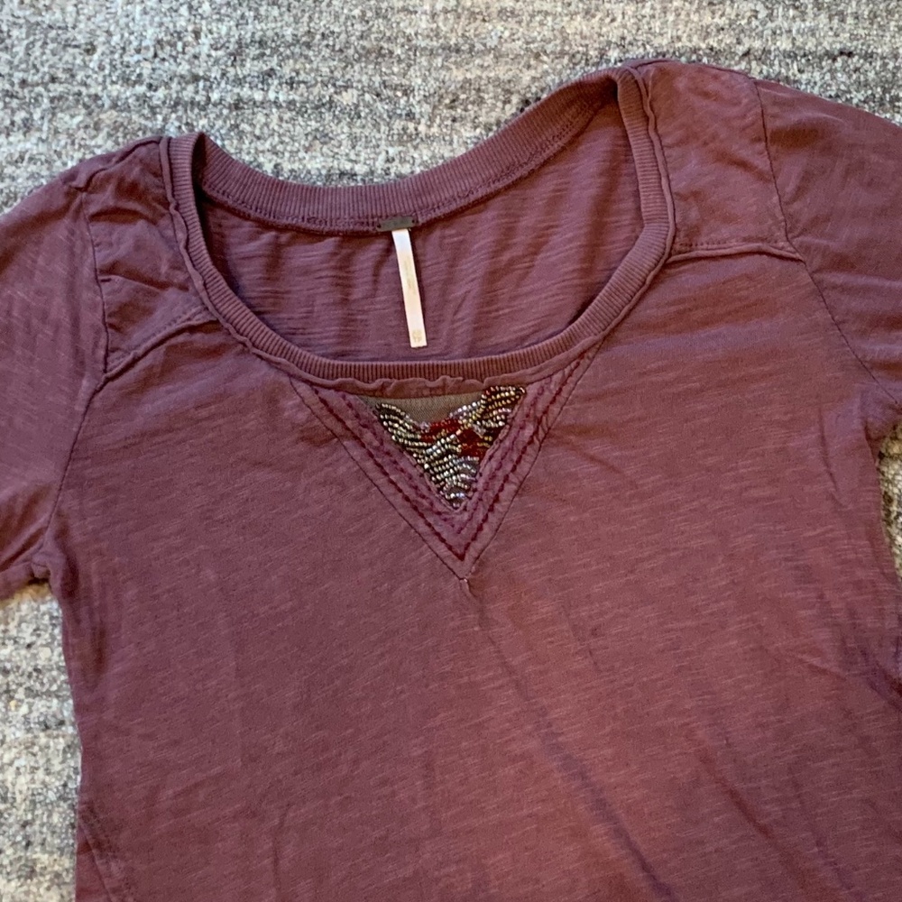 Free People | Beaded Long-Sleeved Trapeze Top